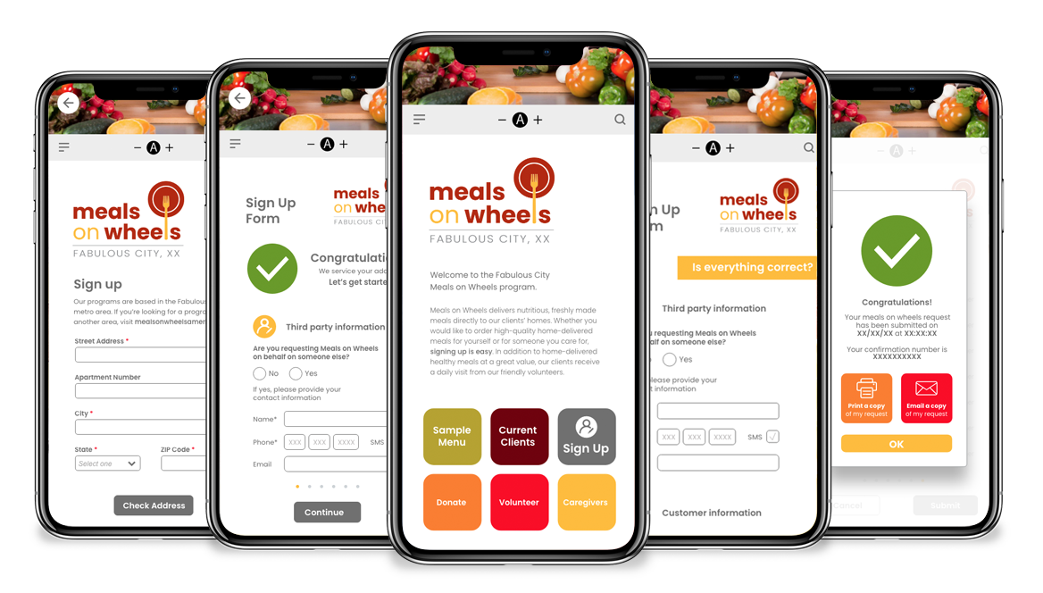 Meals on Wheels App Mock-up